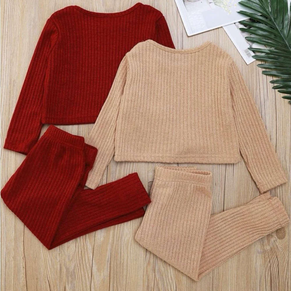 Bundle.Toddler Girls 2sets, Ribbed Knit Top & Leggings. (3-4Y)